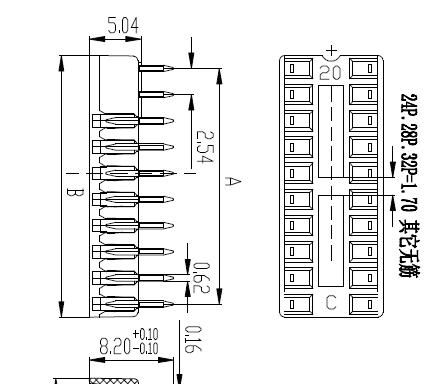 2.54MM IC座32P双排芯片底座 IC-32PIN 32脚 全新环保现货 直拍