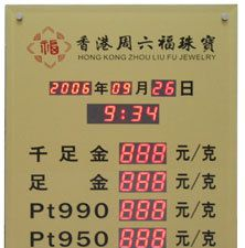 金价牌（LED数码管显示屏），电子价格牌