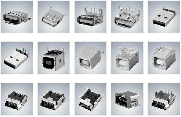 USB插座 USB-2A-01 A 母 双层 DIP90度 外包铁壳