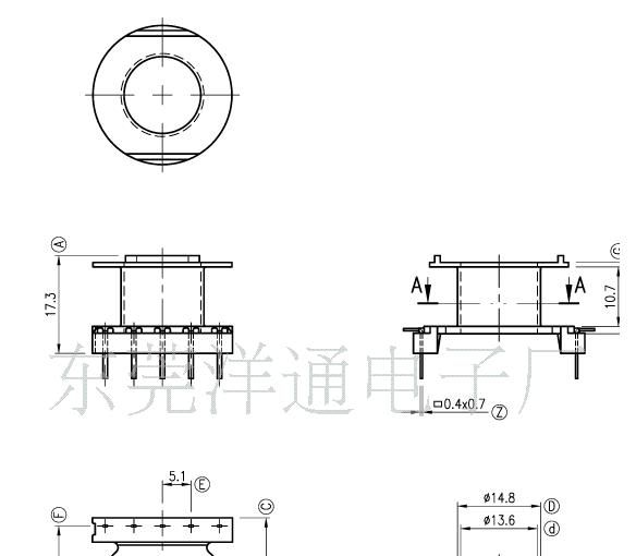 EPC13骨架 卧式5+5针 Lpin