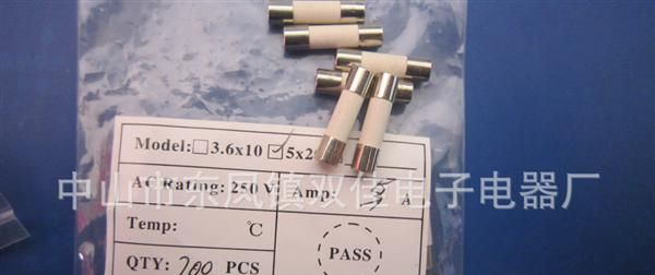 工厂直销5*20陶瓷保险丝5A单体不带脚保险管5*20MM快断 CQC标致