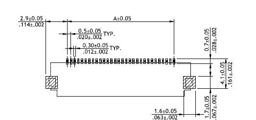 0.50mm(.020) 间距 掀盖 卧式 贴片 FFC/FPC连接器