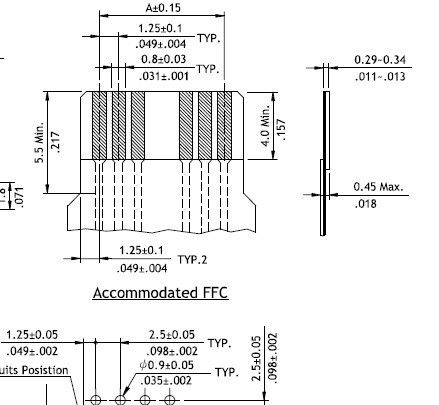 1.25mm(.049)间距 双向卧式/立式贴片 FFC/FPC连接器