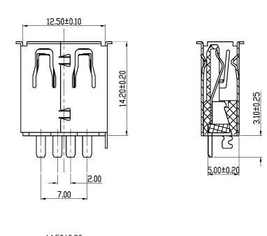 USB插座   USB-A-07 A 母 DIP180度