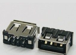 供应USB接口 AF母座短体10.0 单鱼叉脚180度直插式 耐高温胶