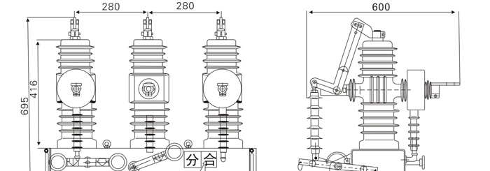 供应ZW43-12/630-20系列户外高压真空断路器