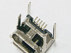 供应Micro USB接口5P 母座插板式4DIP脚加长端子加长带柱卷边