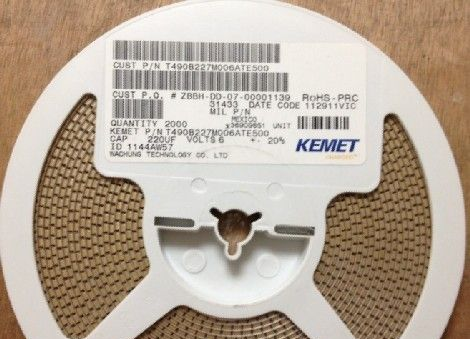 供应T490B227K006AT,KEMET钽电容220UF6.3V B型 10%