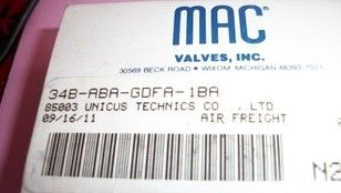 供应全新原装美国MAC 电磁阀 34B-ABA-GFEA-1kA 24V特价