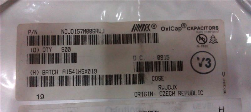 供应 贴片钽电容NOJD157M006RWJ 原装AVX贴片电容