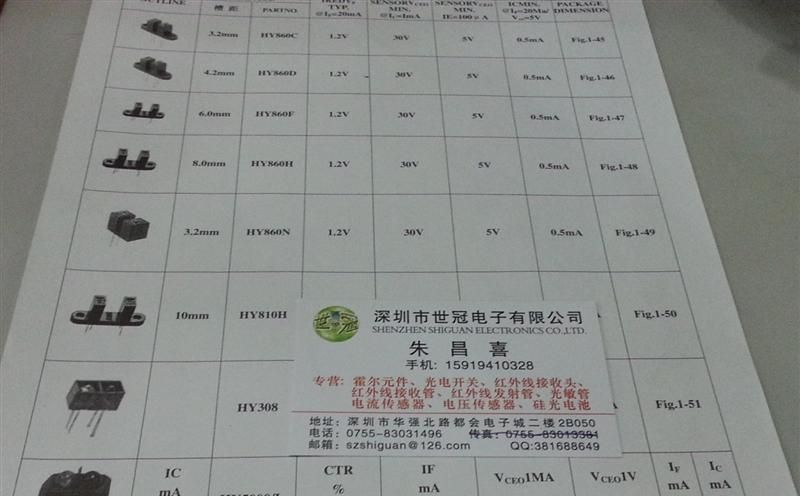 供应槽宽6MM的透视型光电传感器HY301-05