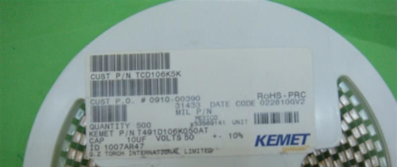 KEMET贴片钽电容T491C686K010AT 68UF 10V C