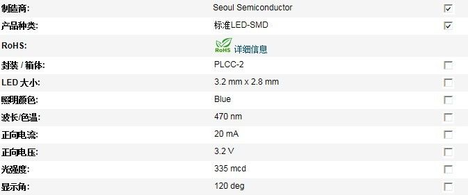 供应MBT801韩国SEOUL首尔 SSC汉半 3528蓝色超高亮LED 全新原装