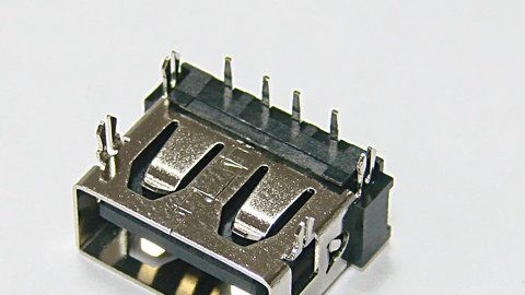 供应USB母座手机连接器AF 90度10.6二脚鱼叉无有卷边