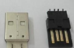 供应USB焊线式连接器A公头鱼叉厚胶