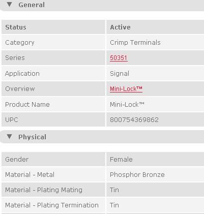 供应50351-8100 MOLEX端子连接器