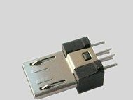 Micro USB接口5P公头180度直插针插板式 可带地线
