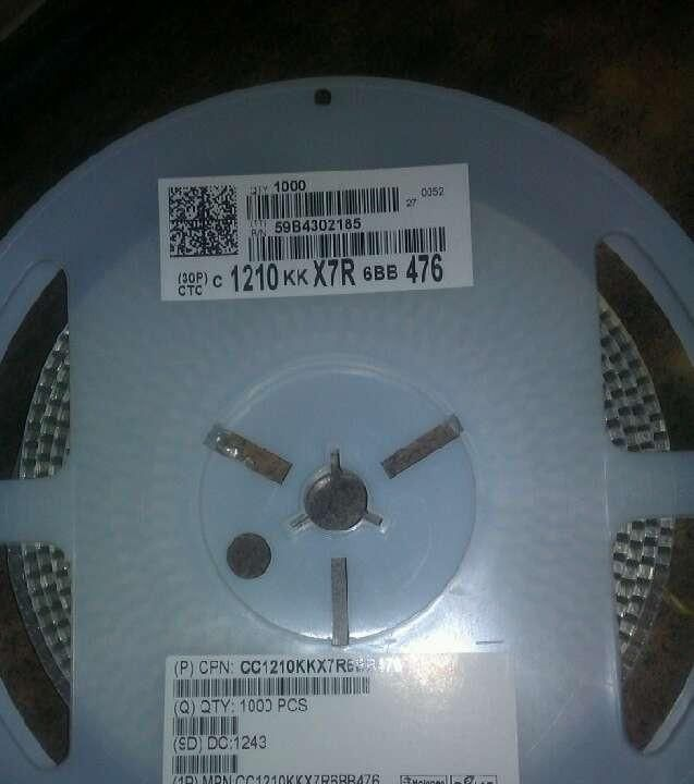 供应国巨电容YAGEO电容1210-476K 1210KKX7R6BB476