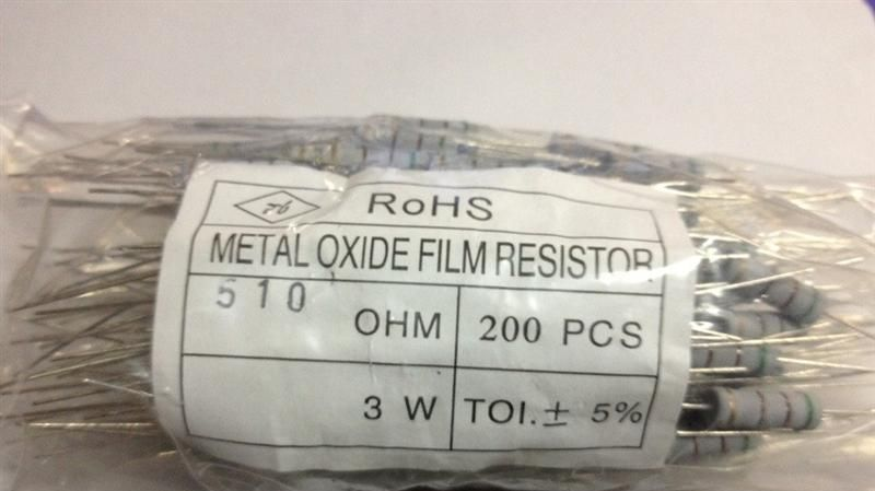 供应3W 碳阻 碳膜电阻 精度5% 电阻 色环电阻 510R 510欧