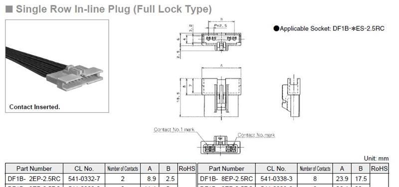 供应HIROSE广濑连接器 DF1B-3EP-2.5RC现货
