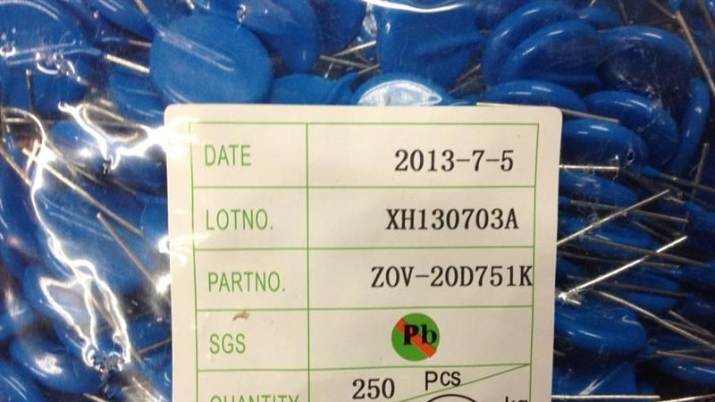供应氧化锌压敏电阻器20D751K/压敏电阻20D751/突波吸收器20D751K
