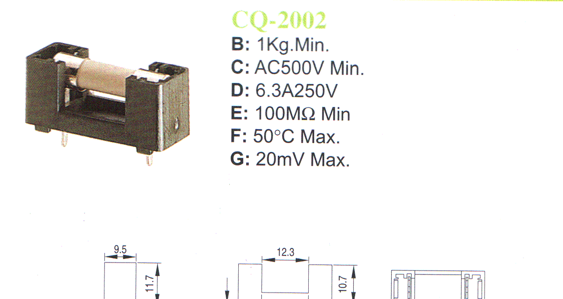 供应UL认证CQ-2002线路板保险丝座
