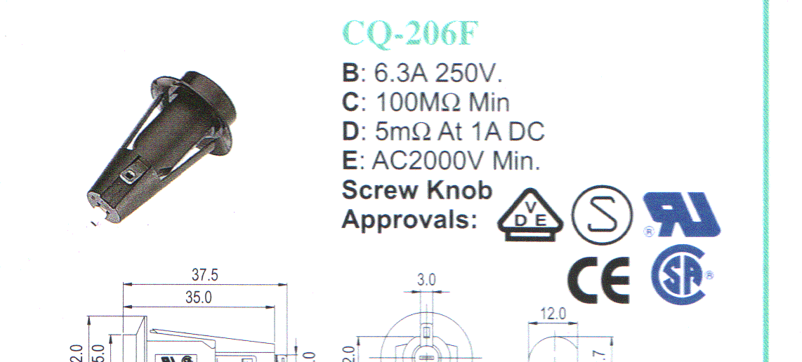 供应 CQ-206F保险丝座
