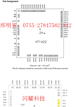 供应  LCD驱动IC FL603取代HT1622 FL603 裸片和封装