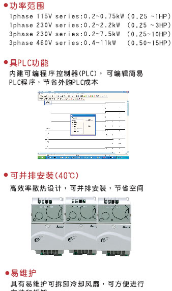 供应台达E系列－含PLC功能模块型变频器