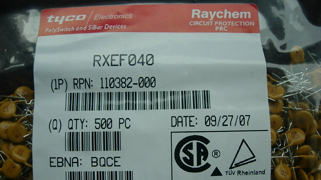 现货供应 RXEF040 自恢复保险丝