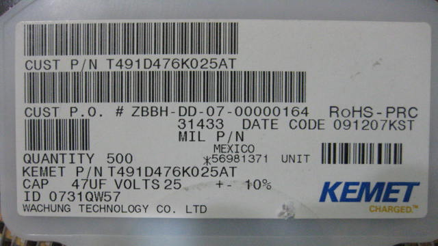 供应贴片钽电容T491D476M025AT 环保新货 价格优惠