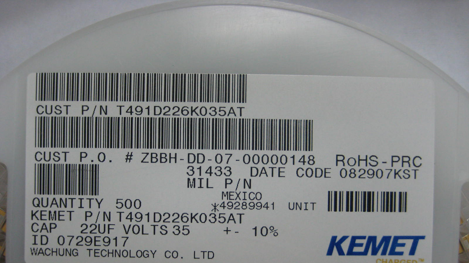 供应贴片钽电容T491D226K035AT 环保新货 价格优惠