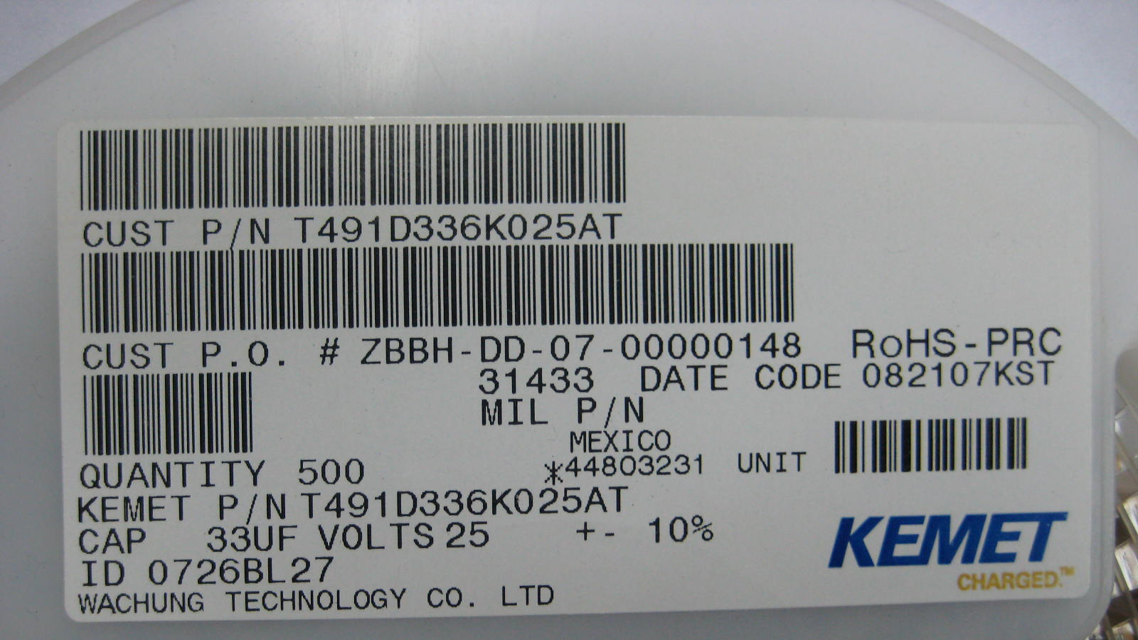 供应贴片钽电容T491D336K025AT 环保新货 价格优惠