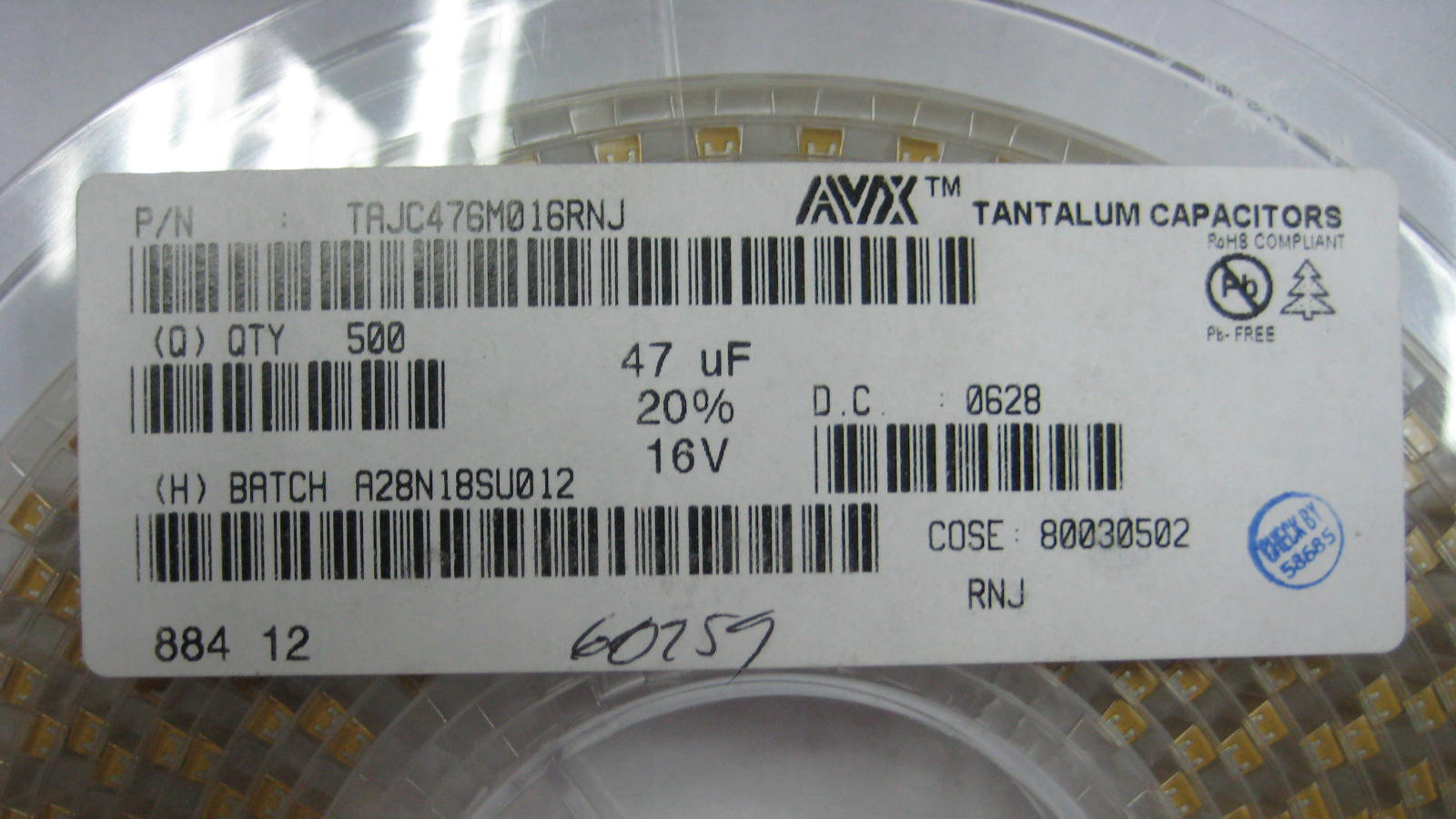 供应贴片钽电容TAJC476M016RNJ 环保新货 价格优惠