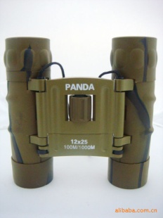 熊猫12x25 广角便携高清袖珍双筒迷彩望远镜微光可视
