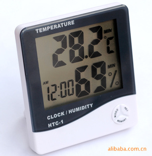 厂家供应HTC-1大屏幕温湿度计，数字温湿度请，秒表，食品温度计