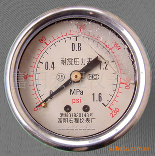 供应Y-60B-F耐震不锈钢压力表
