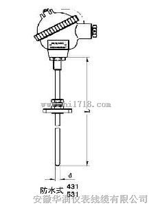 防水式铠装热电阻（可动卡套法兰）WZPK-533/WZPK-534/WZPK2-535/WZPK-536/WZPK-538