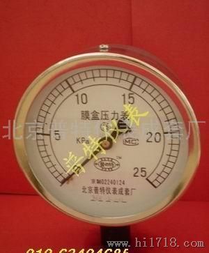 膜盒压力表YE100-150/北京微压表