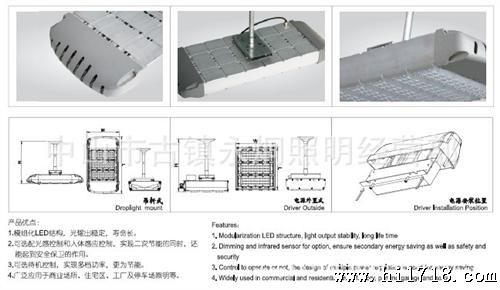 厂家供应LED模块路灯 300W单颗 多功能LED灯具