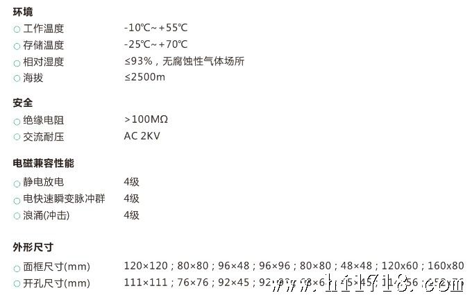 ST-/DV数显单相电压表技术指标