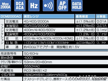 DCM2000AD交直流电流钳表|日本三和Sanwa钳型电流表DCM-2000AD