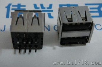 定制双层USB AF母座180度全包弯脚插脚*****