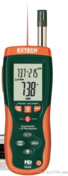美国EXTECH HD500精密温湿度测量仪(带红外测温功能)HD-500艾示科图片_高清图_细节图-广州仪弘电子有限公司-维库仪器仪表网
