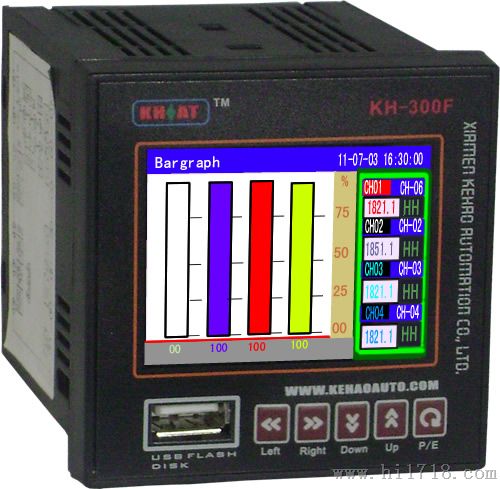 直销科昊彩色无纸记录仪KH300GF小型液晶显示控制记录仪