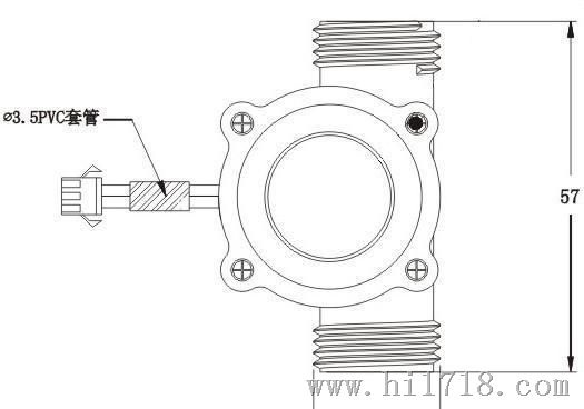 G1/2"螺纹接口 流量传感器 霍尔流量计 脉冲信号输出MR168