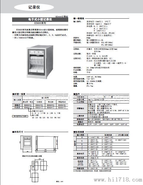 日本千野chino600系列 60mm电子式记录仪