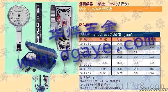 瑞士GT1473 千分表GIROD-TAST红宝石杠杆表-垂直型