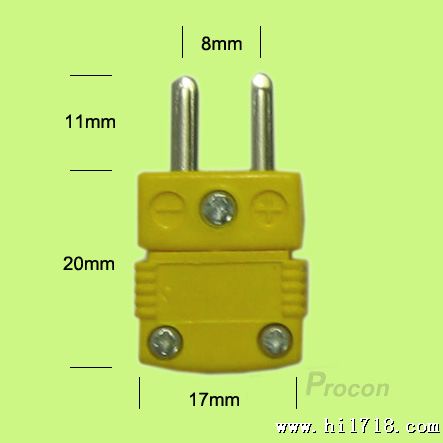 供应K型热电偶直径5*100mml*M8*2M(2*0.6)配黄色公母插头