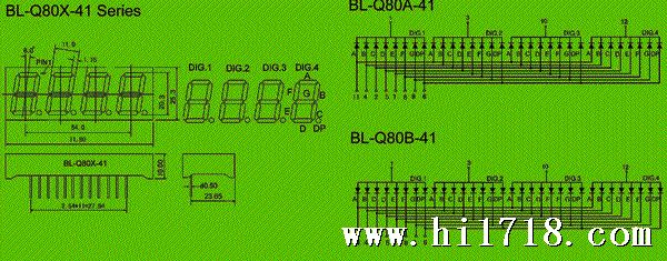 7 Segment white LED - Four Digit 0.8 inch - LED components Package diagram